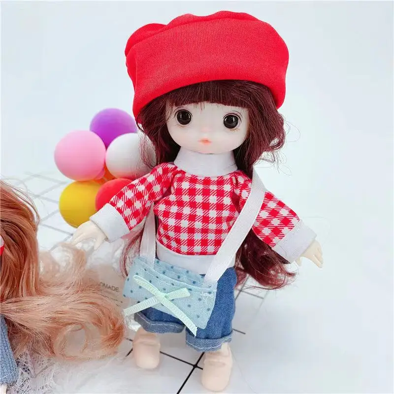 16cm Little Girl BJD Doll 13 Moveable Joint Dolls Long Hair 3D Eyes bjd Toy Cute Face Dress Up Make Up Toys Girls Gift Dolls