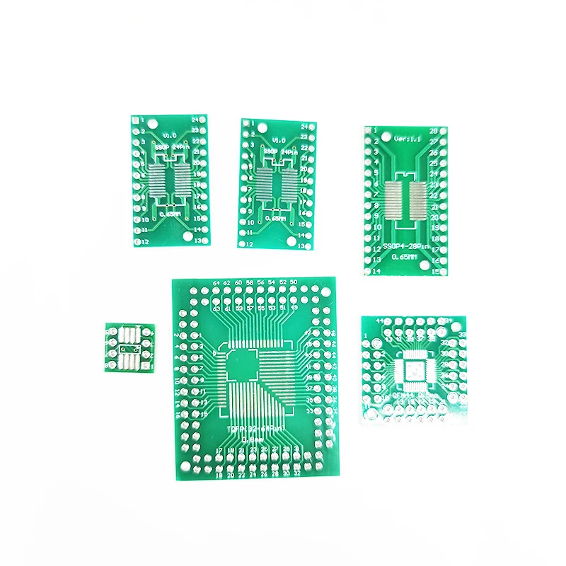 Zestaw 30 szt. płyt PCB SMD na DIP Adapter Konwerter PCB FQFP 32 44 64 80 100 HTQFP QFN48 SOP SSOP TSSOP 8 16 24 28 płytka lutownicza