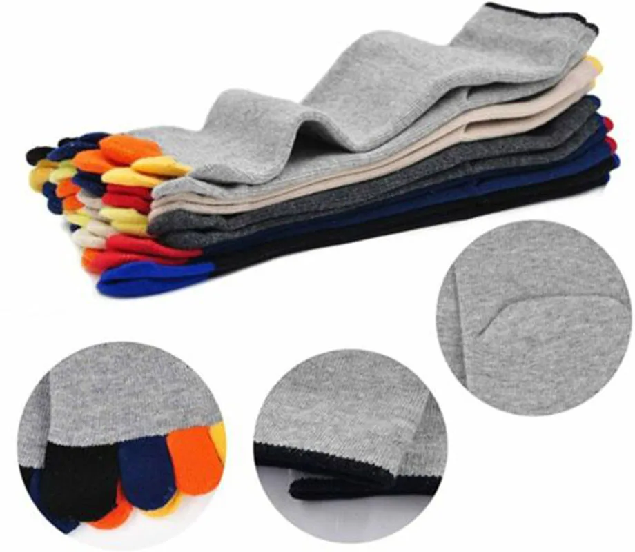 5 Pairs Casual Mans Five Finger Socks Solid Breathable Cotton Business Colorful Toes Deodorant Split Toe Socks Male Fashions