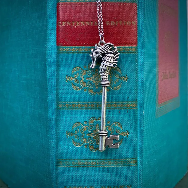 1PCS Ancient Bronze Silver Color Seahorse Key Charms Necklace Pendant Findings Jewelry Aesthetics Accessory Wholesale