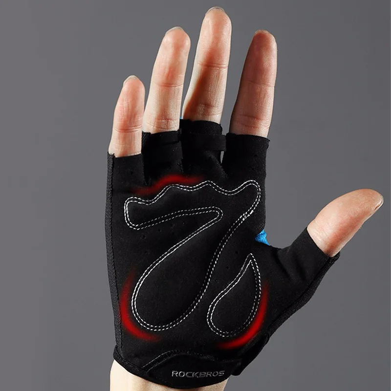 ROCKBROS-guantes de Ciclismo de medio dedo para hombre, manoplas transpirables a prueba de golpes para bicicleta de montaña, al aire libre