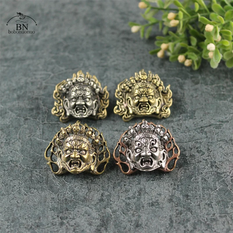 DIY Angry Buddha Skull Face Brass Screws Rivet Button Leather Bag Wallet Chains Garment Decorations Punk Retro Buckles Connector