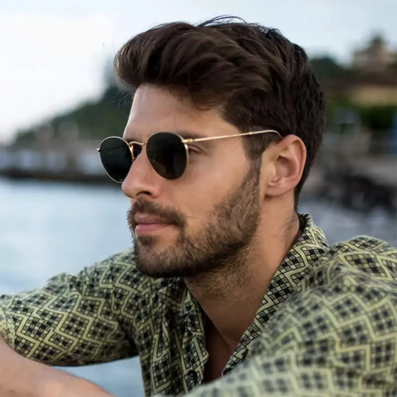 Modne okulary przeciwsłoneczne w stylu vintage męskie okrągłe lustrzane okulary przeciwsłoneczne w stylu retro męskie marka projektant mała ramka kierowca luneta Soleil Homme