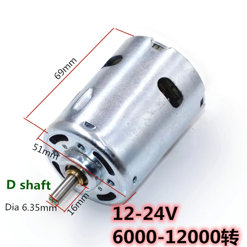 New RS 987 DC Brush Motor Front Ball Bearing High Torque High Power Motor 12V-24V Electric Moter DIY Engine Drill Tool Cutting