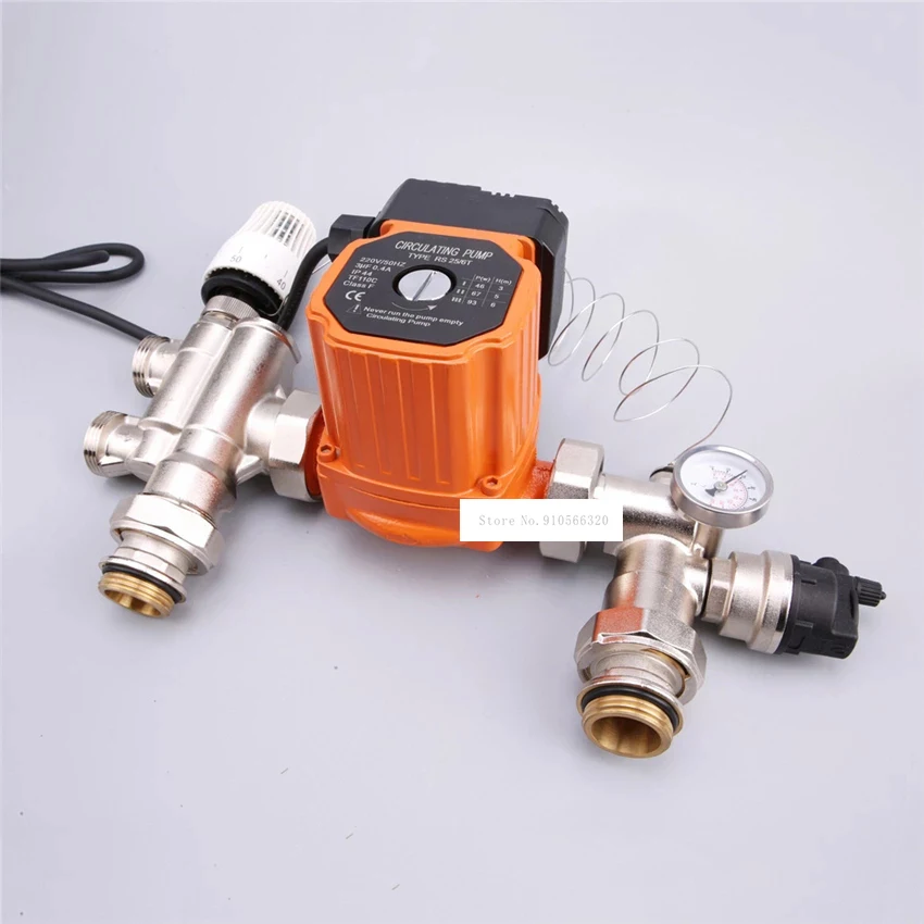 JD-HSZX0052 DN25 Brass Floor Heating Manifold Mixing Valve Terrestrial Heat Temperature Control Center Water Mixing System