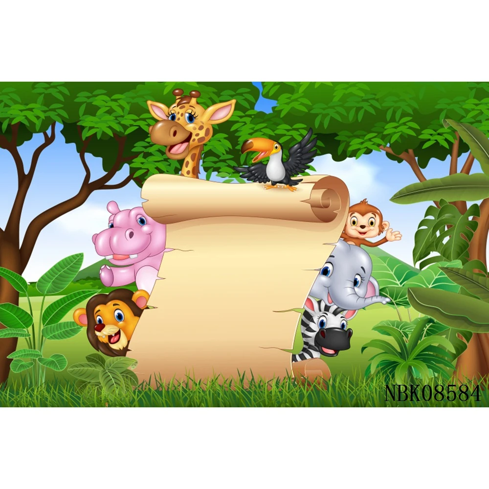 Yeele-خلفية حفلة عيد ميلاد للأطفال ، خلفية كرتونية على شكل حيوانات برية ، للتصوير الفوتوغرافي ، والمكالمات ، واستوديو الصور