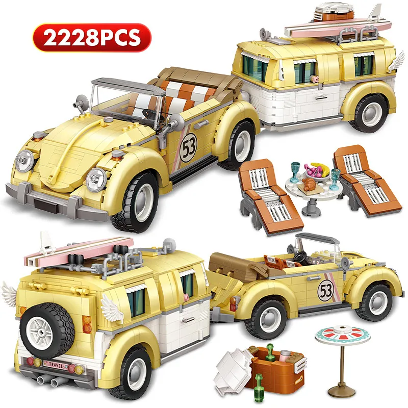 

2228pcs LOZ Mini Camper Car City Building Blocks Friends MOC Trailer Vehicle Bricks DIY Toys For girl Children