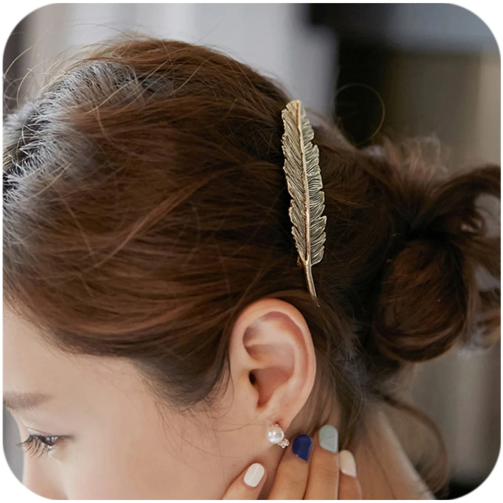 2024 Korean Version Of Jewelry Adult Female Hair Accessories Retro Exaggerated Feather Hairpin Spring Clip