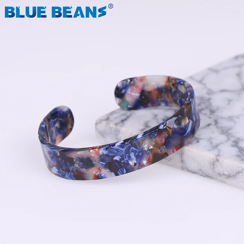 Fashion  Acetate Tortoise Shell Vintage Acrylic Open Bangles Bracelets blue Women Fashion Cuff Charm Resin Jewelry Accessory