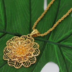 Flower Pendant Necklace Wedding Bridal Jewelry Accessories African Gold Color Necklaces for Women  Collier Choker Brithday Gifts