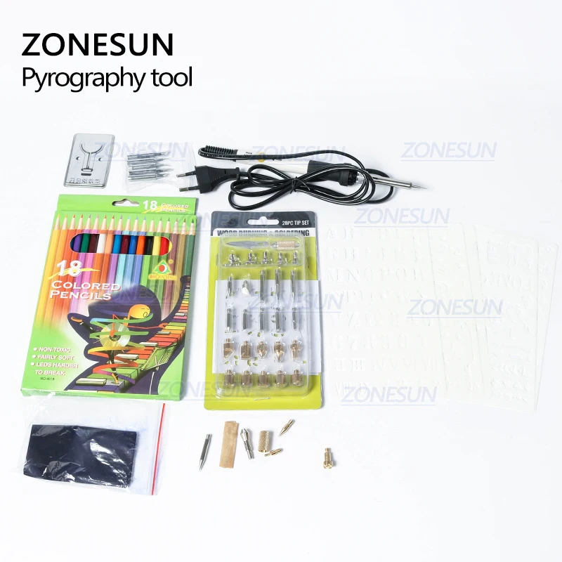 ZONESUN Hot Foil Stamping Soldering Iron Carving Pyrography Tool Wood Embossing Burning Soldering Pen Set Welding Tips Kit