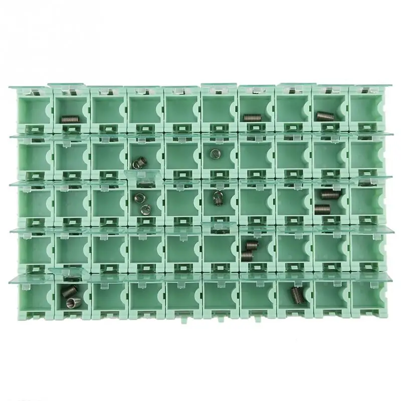 50Pcs SMT SMD Electronic Component Container Storage Boxes Electronic Components Self-locking Buckle Boxes Mini Storage Kit