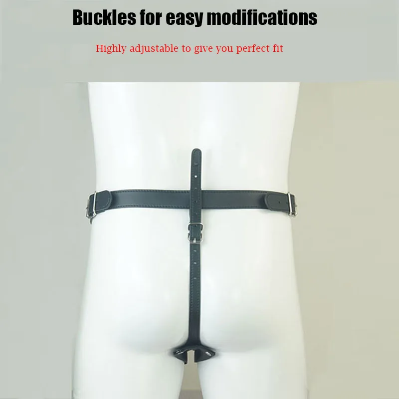 Leather Male Butt Plug Harness,BDSM Orgasm Chastity Device,Strap-On Anal Plug Bondage,Strapon Sex Underwear