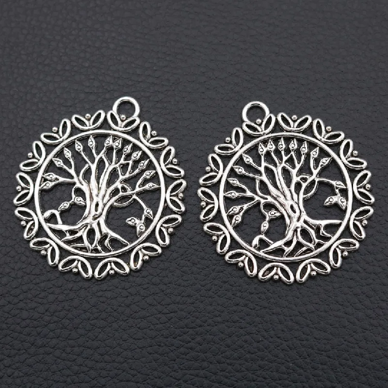 4pcs Tree Pendant, Tree Charms, Tree of Life Charms, Money Tree Charms, World Tree Charms, Silver Color Color, 50 * 47mm A2071