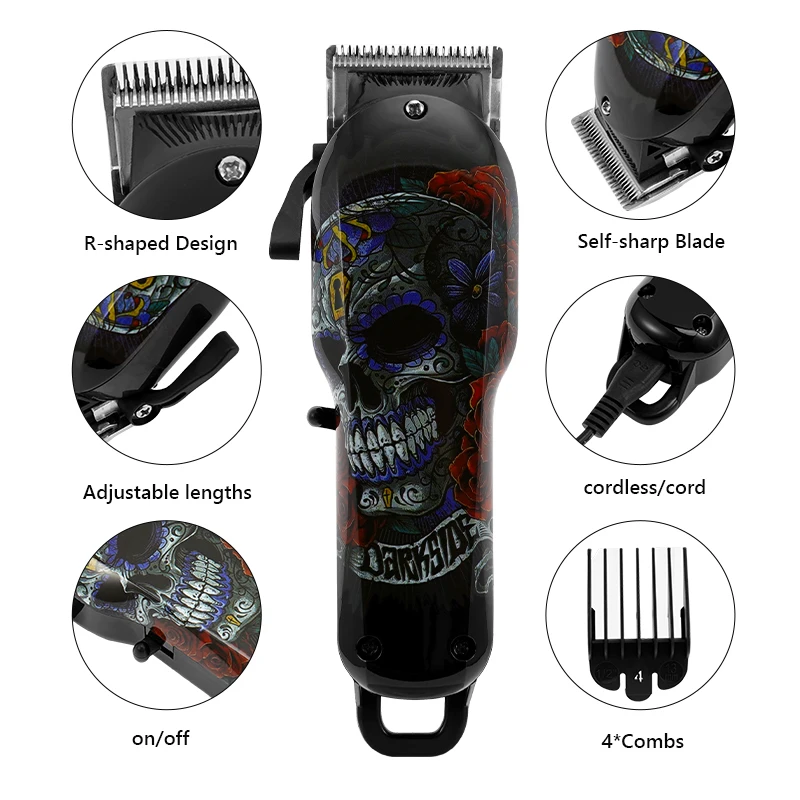 Profissional sem fio salão cabelo clipper para homens, cabelo elétrico aparador, poderoso motor, barbeiro cabelo máquina de corte, bateria de lítio