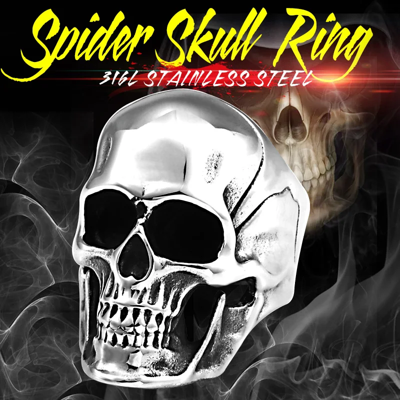 BEIER  new store 316L Stainless Steel Skull  ring top quality products Man\'s Vampire Fashion Rock Punk Jewelry BR8-149