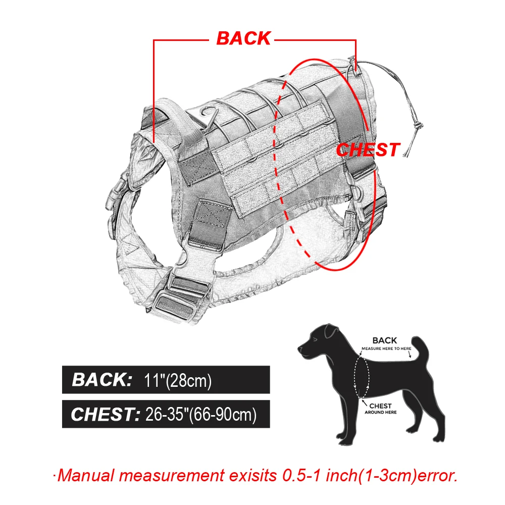 Military Tactical Dog Vest Harness K9 Working Dog Nylon Bungee Leash Lead Training Running For Medium Large Dogs German Shepherd