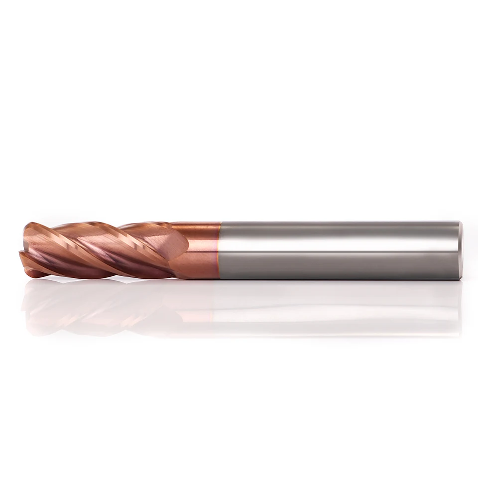 AUGT HRC55 Carbide Bull Nose End Mill 4Flutes Copper Milling Cutter Alloy Coating Tungsten Steel Cutting Tool For CNC Maching