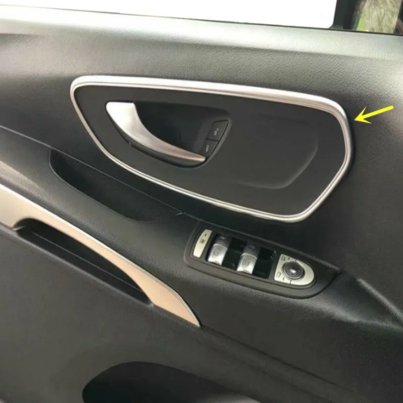 UBLUEE For Mercedes-Benz Vito W447 2014 2015 2016 2017 2018 Car Door Pull Doorknob Handle Bowl Molding Cover Kit Trim