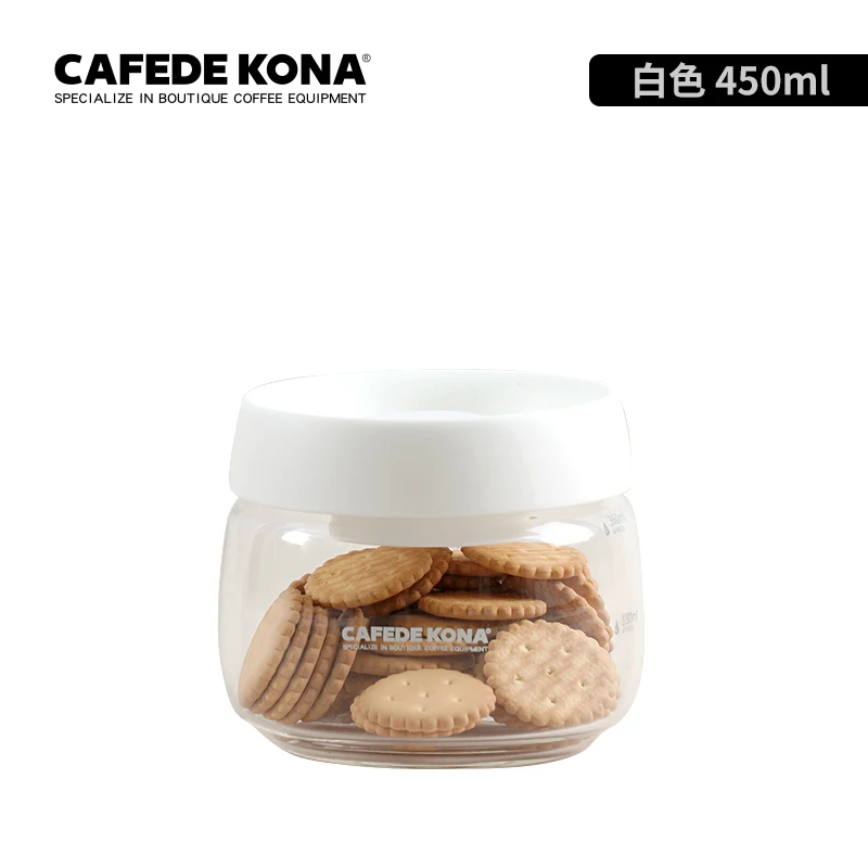 CAFEDE KONA 유리 용기 뚜껑 진공 유리 밀폐 탱크, 붕규산염 유리 보관 항아리, 식품 보관 항아리 주방 보관함 