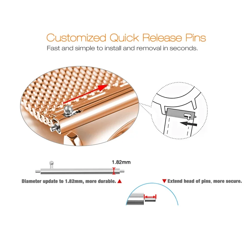 Correa de malla para reloj Garmin Vivoactive 4S para mujer, pulsera de acero inoxidable de 18mm para Fossil Venture Gen 4, Gen 5E de 42mm