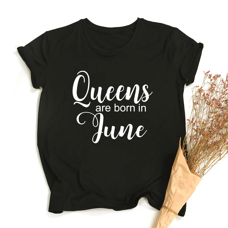 Summer New Women Tshirt Queens Are Born In February T Shirt Tops Cartoon Short Sleeve Birthday Gift T Shirts Female Clothing