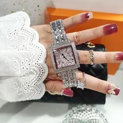 Luxury Women Watches With Rhinestone Fashion Ladies Watch Top Brand Watch Women Square Wristwatch For Women Gift For Girlfriend