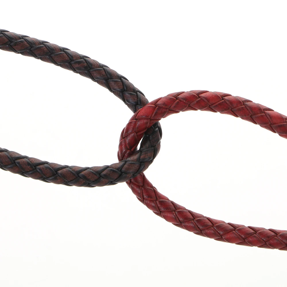 HMSFELY 6mm Genuine Leather Rope For DIY Bracelet Jewelry Making Braided Gray Brown Cord Findings Bangles Accessories