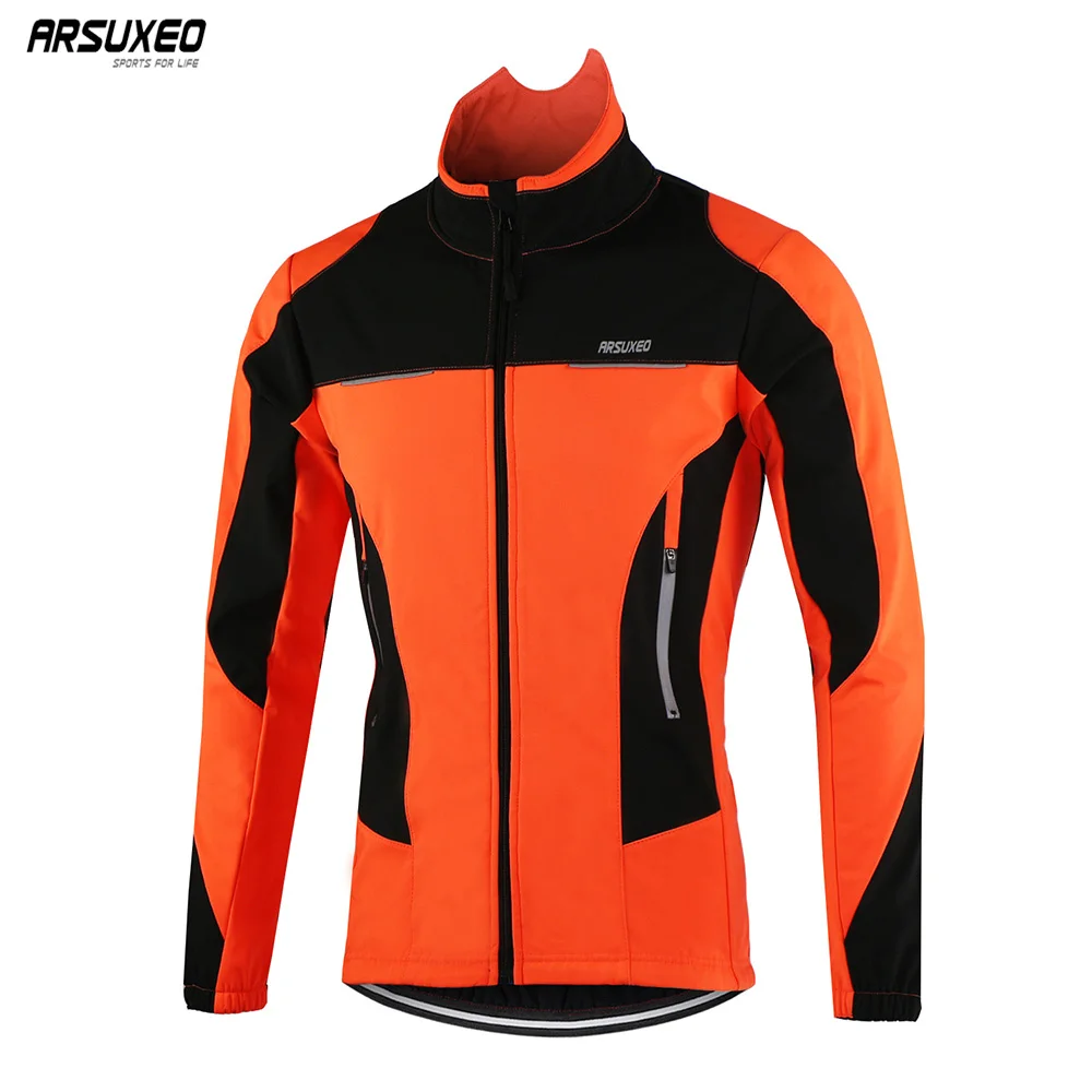 ARSUXEO-Veste de cyclisme imperméable pour homme, coupe-vent thermique d'hiver, veste de vélo, manteau Softshell de sport, imperméable de vélo et de moto