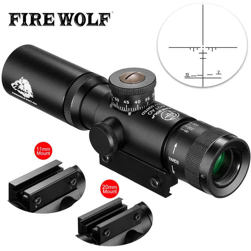 SS2 4x21 AO Compact Hunting Air Rifle Scope Tactical Optical Sight Glass Etched Reticle Riflescopes With Flip Open Lens Caps