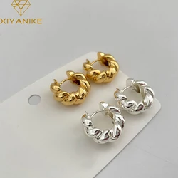 XIYANIKE Silver Color  2021 New Arrival INS Twist Gold Silver Stud Earrings Fashion Temperament Party Jewelry Accessories