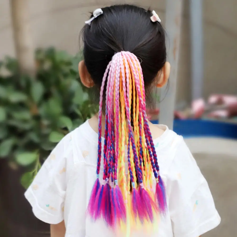 New Girls Thicker Wig Ponytail Hair Ropes Kids Twist Braid Rope Headdress Hair Braider Elastic Hair Band Rubber Hair Accessories