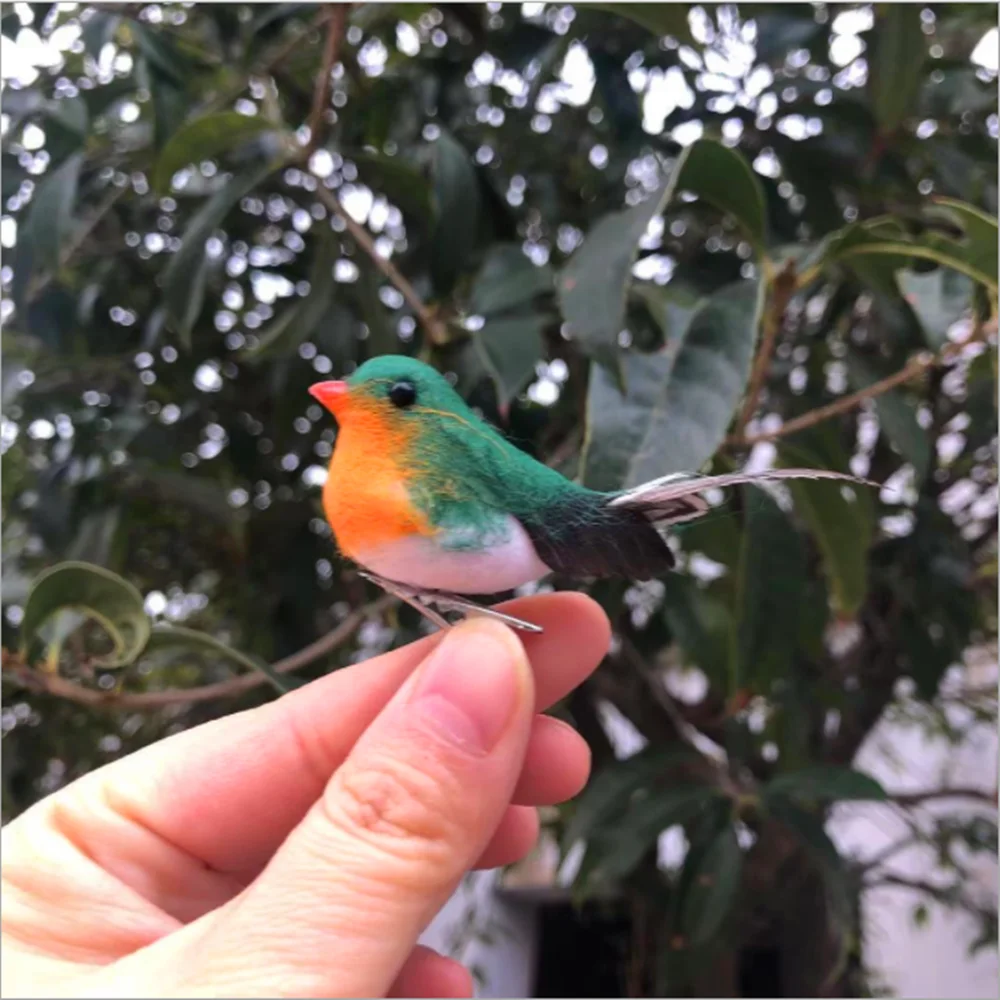 1PCS Robin Bird Christmas Tree Decor Craft Artificial Feather Bird Xmas Ornament  DIY Wedding Home Garden Ornament Decoration