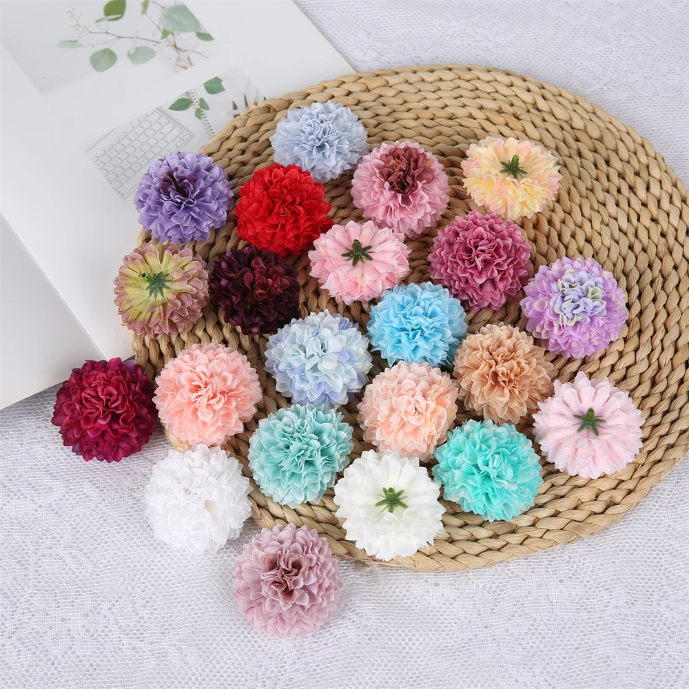 10/20PCS Artificial Silk Carnation Faux Flowers Heads Mini Hydrangea Home Decor Wedding Party Decoration DIY Wreath Fake Flowers