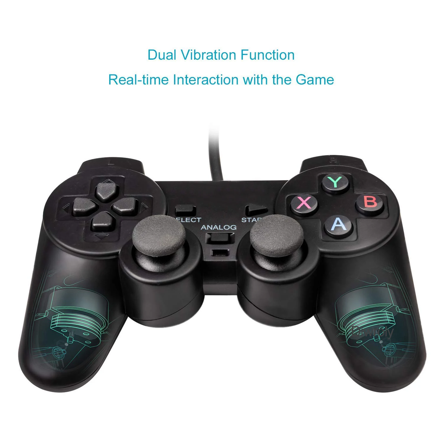 متحكم ل PS2 ذراع تحكّم سلكيّة لسوني بلاستيشن PS2 مع مزدوج اهتزاز USB سلك جويستيك Joypad ألعاب الفيديو