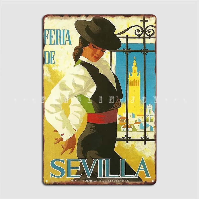 Spain 1965 Seville April Fair Poster Metal Plaque Club Party Vintage Wall Decor Tin Sign Poster