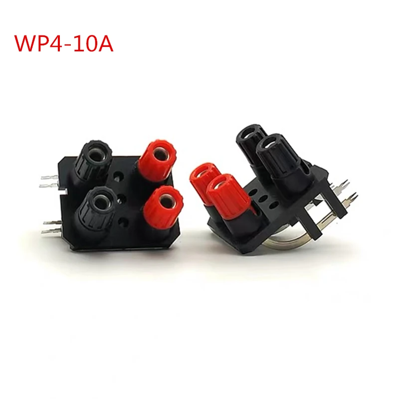 2Pcs/lot WP External Banana jack 4Pin Speaker Amplifier Wire Clip Audio Socket WP4-10A 4 bit Bent feet Terminal Switch clamp