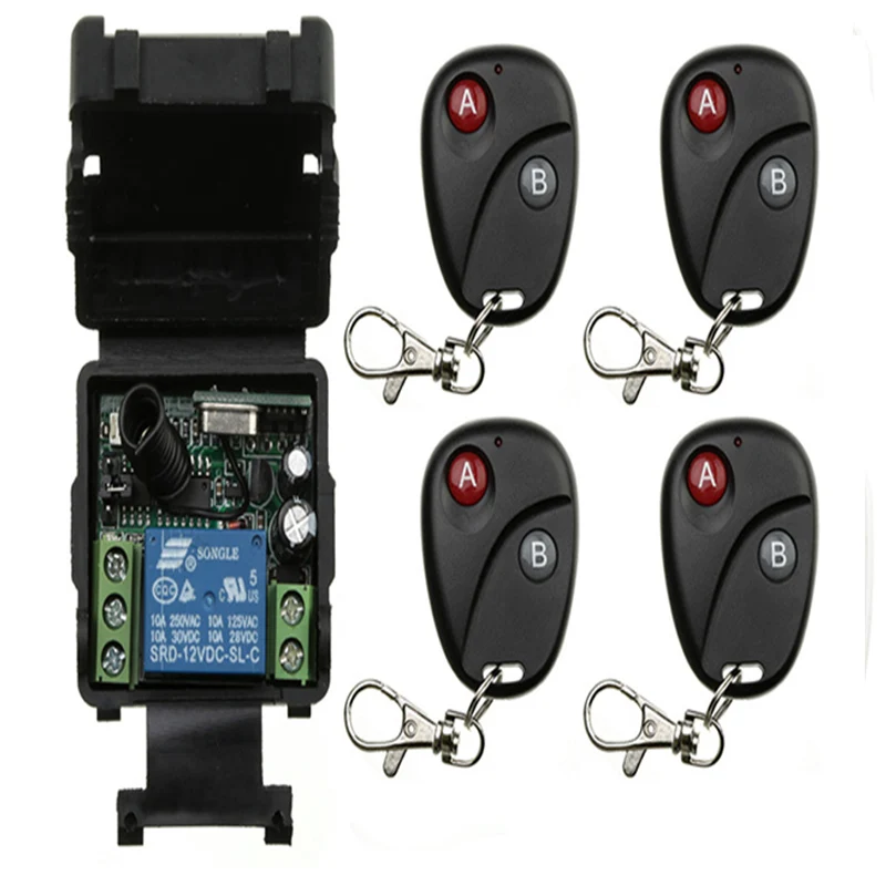 

Mini Wireless RF Remote Control Light Switch 10A Relay Output Radio DC 12V 24V 1 CH Channel 1CH Receiver Module +Transmitter