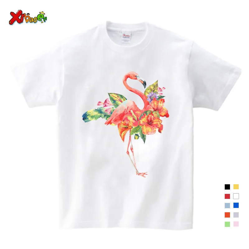 

Summer T Shirt Cartoon Animals Baby Kids Boys Girls Children Cute Short Sleeves Summer Clothing Print Little Flamingo Toddler