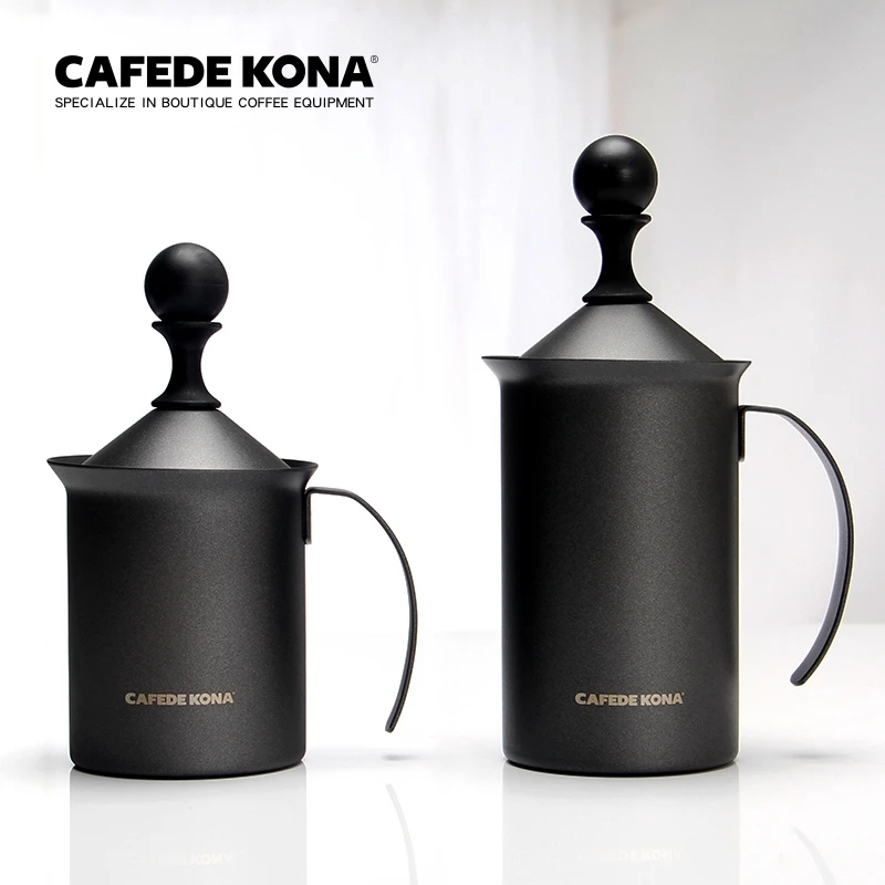 

CAFEDE KONA Milk Frother Household Fancy Coffee Lahua Milk Foaming Cup Manual Milk Frother Milk Tank