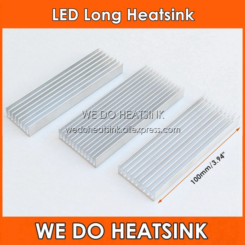 WE DO HEATSINK 1pcs 100mm x 28mm / 35mm /40mm x 10mm / 11mm Without or With Thermal Pad LED Aluminum Alloy Heatsink Cooler