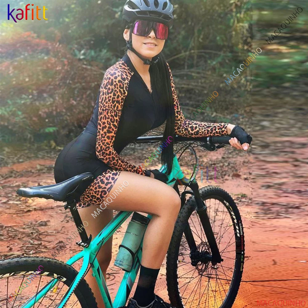 Leopard Triathlon Kafitt Women\'s Cycling Jumpsuit Workshop 2022 Long Sleeve Mountain Bike Clothing