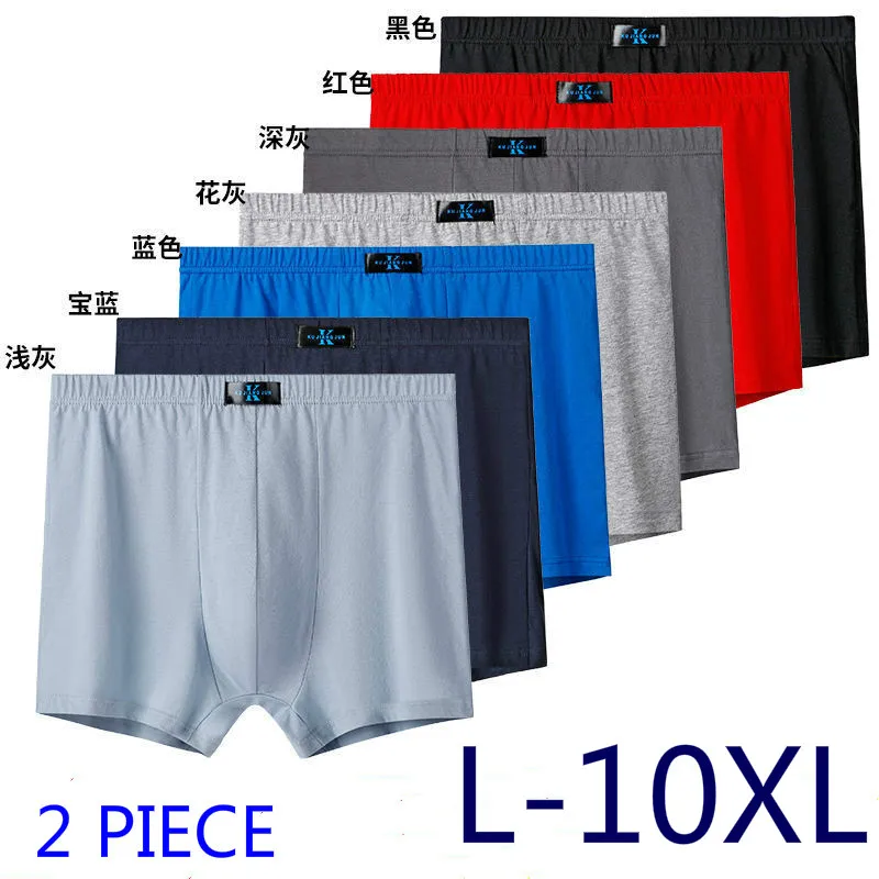 10XL-XL Plus Men Underwear Male boxer Solid Panties Shorts Men\'s Cotton Underpants Breathable Intimate Man boxers Large Size A17