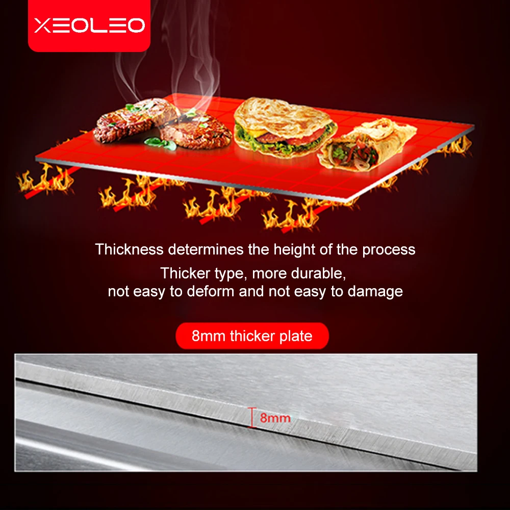 XEOLEO Teppanyaki Machine Desktop LPG Gas Griddler Iron Plate Fried Rice Flat Pan Wave Griller Hand Cake Kitchen Food Proressor