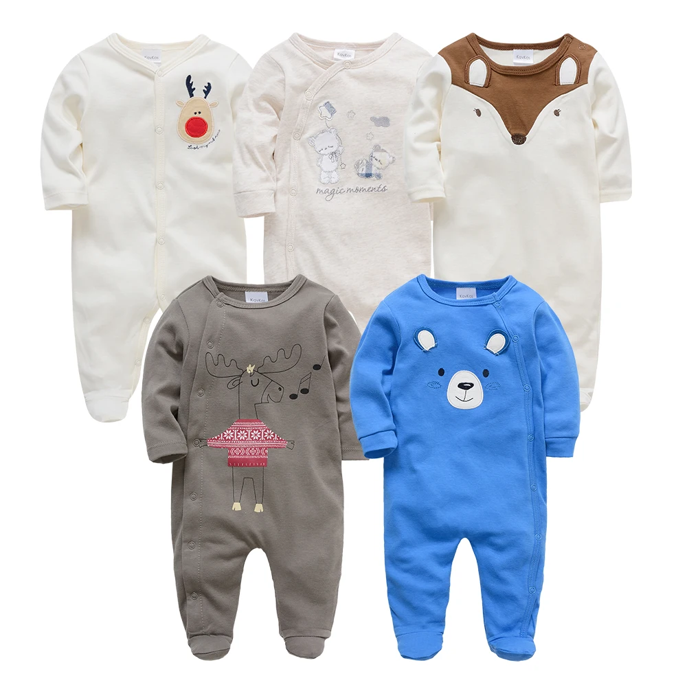 Newborn Toddler Baby Boy Girl Footies Set Cute Bear Dinosaur Print Jumpsuit Long Sleeve pijama bebe recien nacido Roupas bebe de