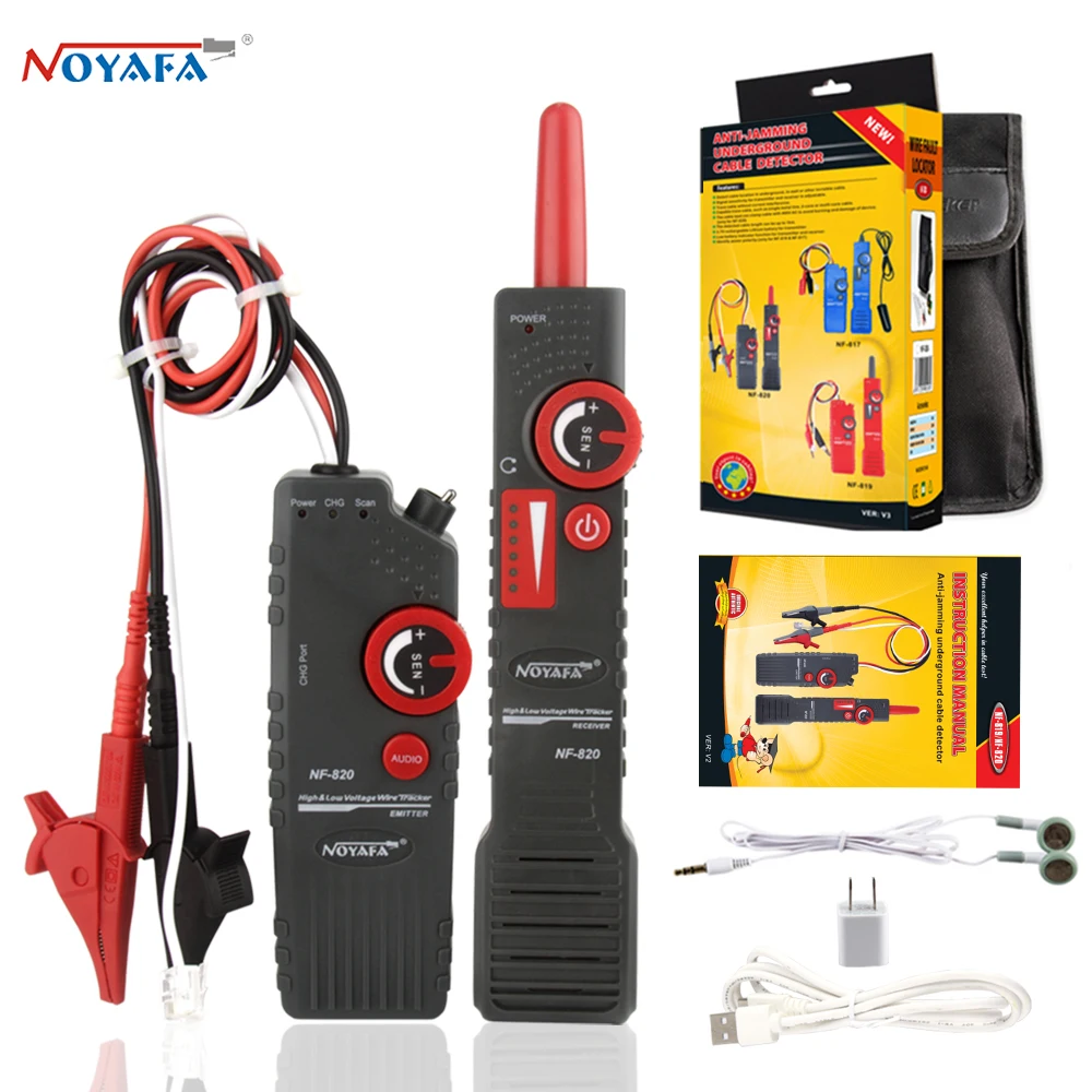 noyafa NF-820 RJ45 RJ11 BNC Tester kabli sieciowych Kabel wysokiego niskiego napięcia Wyszukiwarka kabli podziemnych Śledzenie przewodów przeciwzakłóceniowych