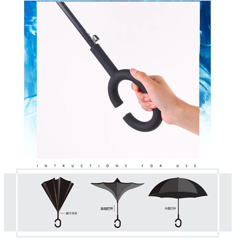 Colorful Automatic Reverse Folding Umbrella Man Women Sun Rain Car Inverted Umbrellas Double Layer Anti UV Self Stand Parapluie