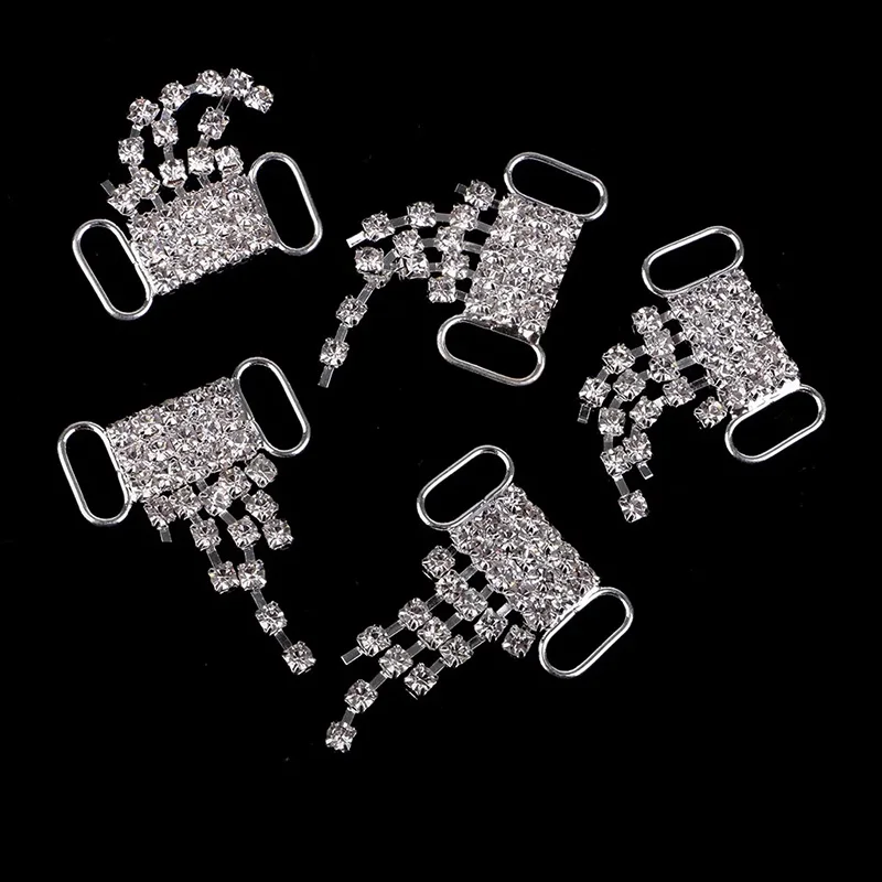 LKERAN 10Pcs 10*35MM Shiny Bow Bikini Rhinstone Connector/ Buckle Metal Chain For Swimming Wear Bikini Decorstion