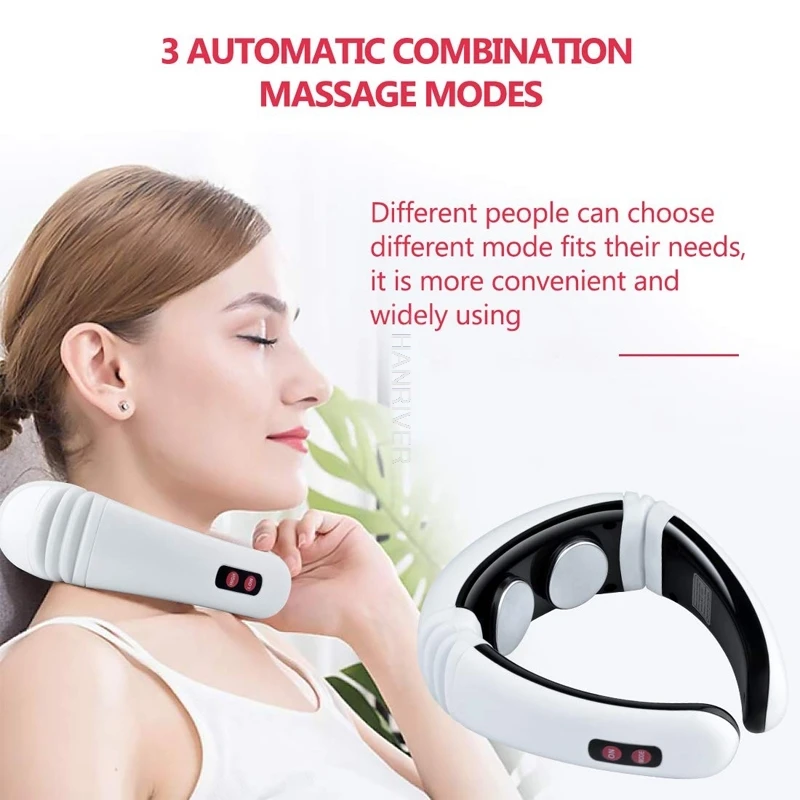 Electric Pulse Back and Neck Massager Far Infrared Heating Pain Relief Tool Health Care Relaxation