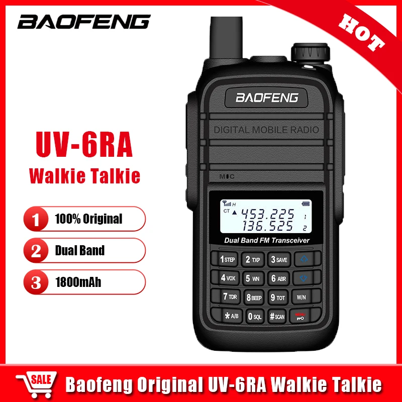 

UV-6RA BaoFeng Original Walkie Talkie 5W 1800mAh Dual Band Two Way Portable Radio UHF VHF Ham CB Radio HF Transceiver BF-UV6RA